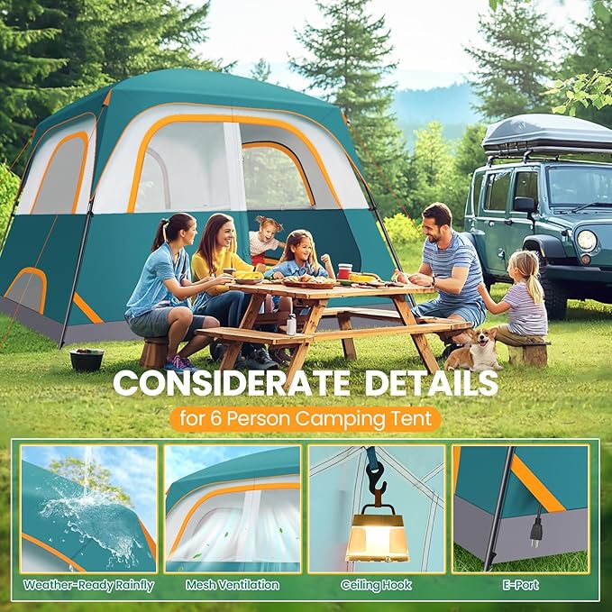 COBIZI 4-6-8-10 Person Camping Tent Spacious Family Tents for Camping Ideal Hiking 3500mm Waterproof Double-Layer Windproof Tent for Hiking &amp Backpacking