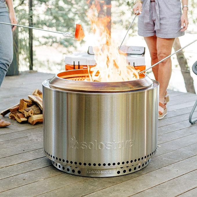 Solo Stove Yukon Essential Bundle | Portable Smokeless Fire Pit Stainless Steel for Wood Burning Incl. Yukon Fire Pit Lid and Stand Diameter: 27in Height: 19.8in Weight: 40.35lbs