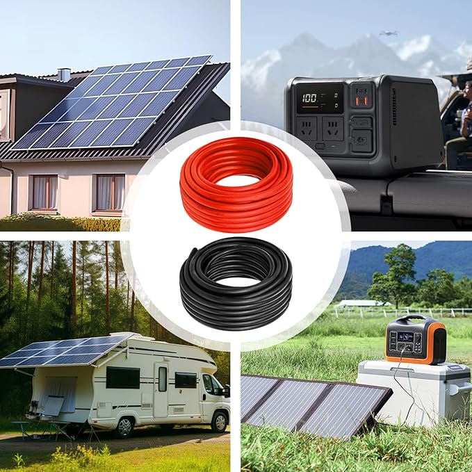10 AWG Solar Cable 200FT Red + 200FT Black Tinned Copper Wire 10 Gauge Solar Panel Wire for RV Automotive Trailer Marine Outdoors