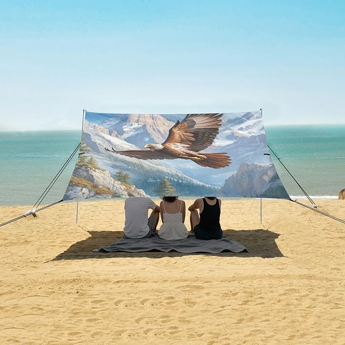 ALAZA Eagles Forest Mountains Beach Tent Sun Shelter Portable Canopy Sunshade for Outdoor Camping Picnics Backyard Fun 10x9 ft