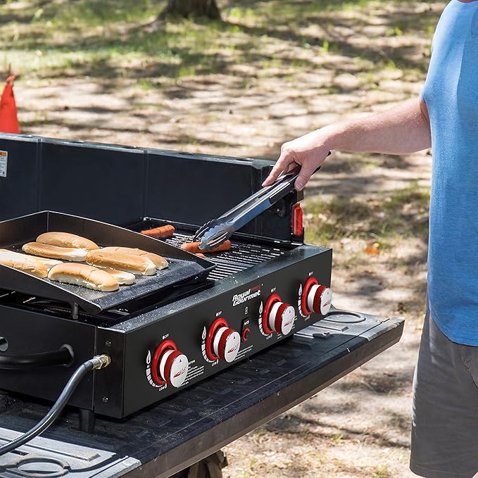Royal Gourmet GD4002T 4-Burner Tailgater Grill and Griddle Combo Portable Flat Top Propane Gas Grill with 40000 BTUs Output for Backyard or Outdoor Cooking Black
