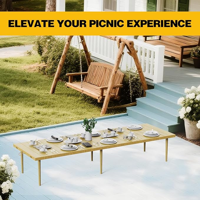 30x90 Inch Boho Low Picnic Wood Table - Foldable Design And And 2 Set Of Wood Table Leg For Sitting On The Floor Low Height Floor Picnic Table Encourage A Laid-back Vibe At Home Or In Nature