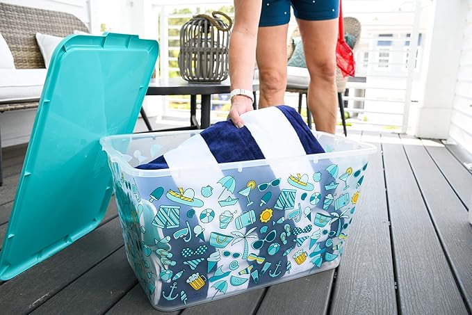 58 QT Stackable Plastic Storage Bins with Lids 4-Pack Large Clear Storage Bins for Organizing Garage Closet Durable Nestable Containers Made in USA