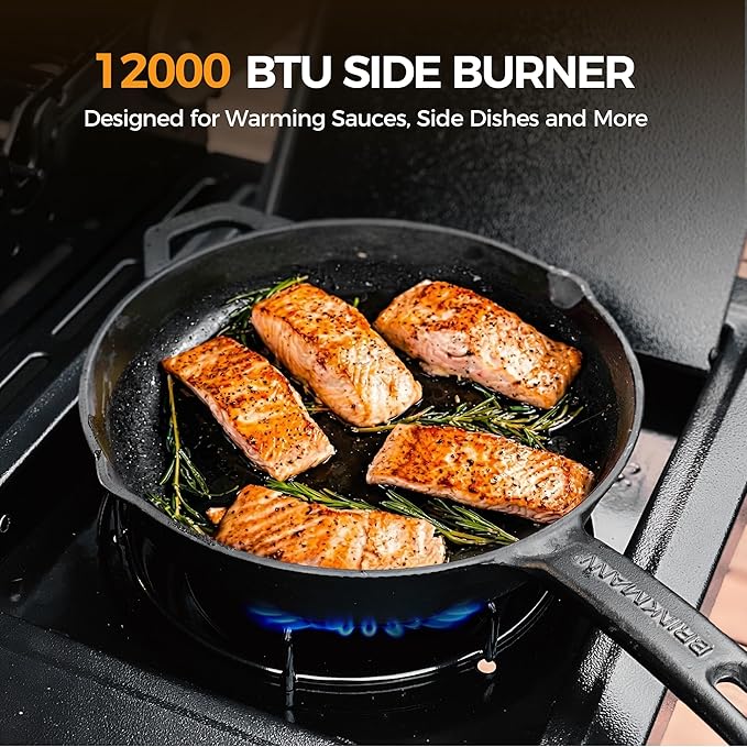 MASTER COOK 4+1 Burners Gas Grill 518 Sqin Cooking Area 52000 BTU Propane Grill with Side Burner Stainless Steel Cabinet Grill Silver &amp Black