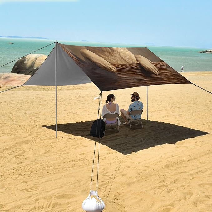 ALAZA Labrador on Basket Beach Tent Sun Shelter Portable Canopy Sunshade for Outdoor Camping Picnics Backyard Fun 10x9 ft