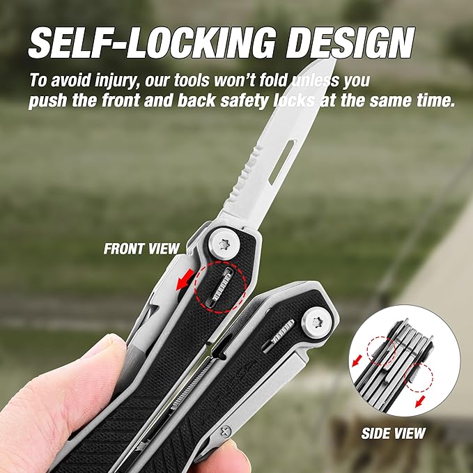 FLISSA 16-in-1 Pink Multi Tool Pliers and Blcak Multi Tool with G10 Handle