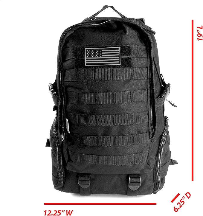 All_Fine Heavy Duty Tactical Travel Backpack Student Laptop Bookbag Durable Quality Military Molle Army Pack Outdoor Hiking Camping Traveling Rucksack Black Medium