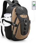 Swissdigital Design Laptop Backpack with USB Charging Port Travel Backpack Fits 15.6 inches Computer 31L College School Backpack for Men Tan/Black | SD803-34