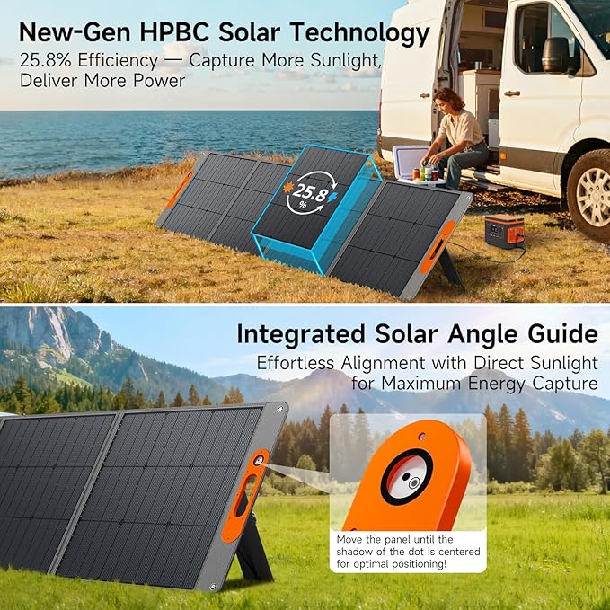 280W Portable Solar Panel for Power Station 25.8% High Efficiency HPBC Solar Cell QC3.0 Type-C 60W MC4 Output IP65 Waterproof Ultra-Light Solar Panel for Outdoor Camping RV Off Grid