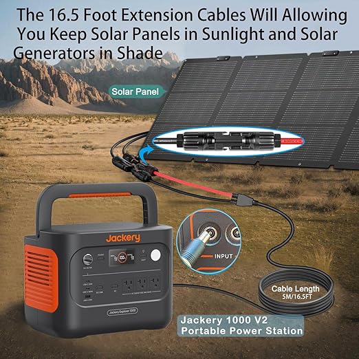 for Jackery 1000 V2/2000 V2/E1500/E2000 Pro Extension Cable16.5Ft Solar-to-8020 Extension Cord fit Renogy EF bluetti Solar Panel to Jackery Explorer Pro &amp Plus Series Portable Power Station Gener