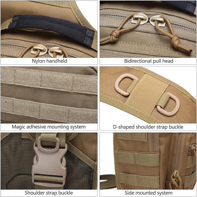 Tactical Sling Bag Backpack Military Rover Shoulder Sling Pack Molle EDC Small Crossbody Chest Pack (ACU)