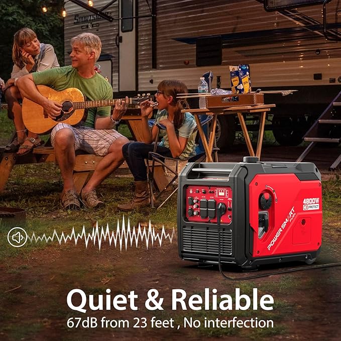 PowerSmart 5000W Portable Inverter Generator Gas Powered Quiet with Electric Start &amp CO Alarm 223cc Engine Eco-Mode Small Generator for Home Backup Camping and RV Ready