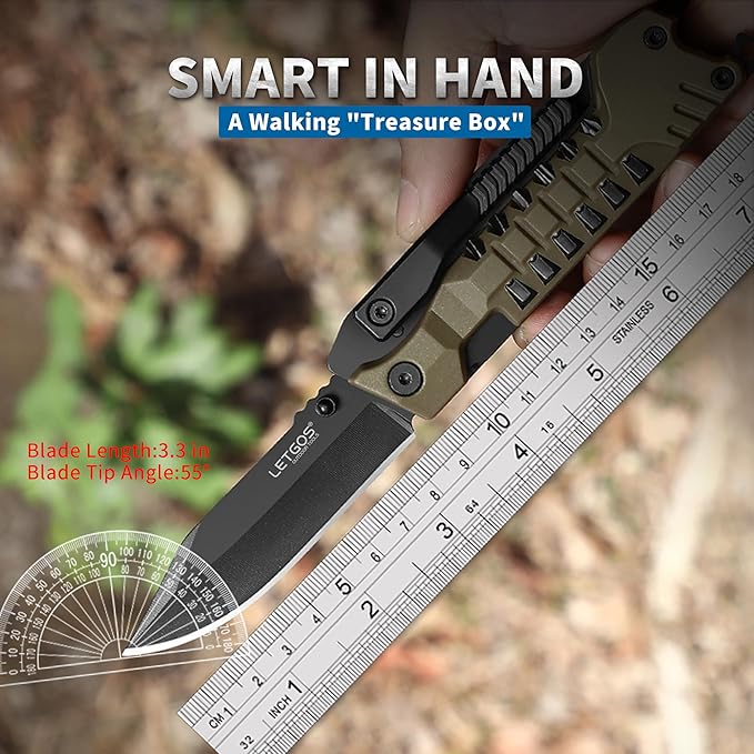 Multi Pocket Knife 22 in 1Survival Gear EDC Tools with Nylon Sheath Emergency Camping Hiking Hunting Gift for Men Women (Desert Gray)