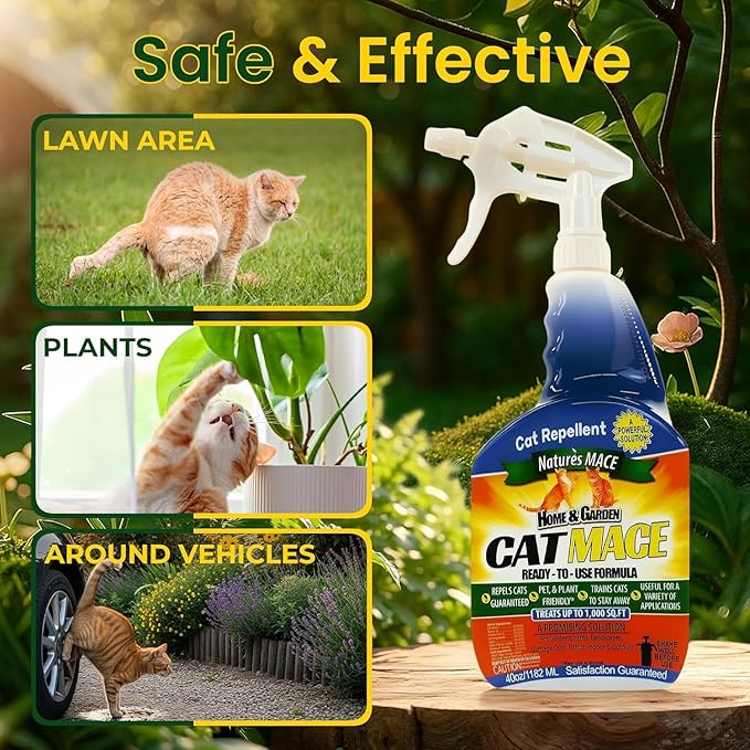 Nature's Mace Cat Repellent Bundle - Training Deterrent Tool for Cats - All-Season Protection for Outdoor &amp Indoor Areas - Gentle for Pets Plants &amp Family - 6 lb Granular &amp 40oz Ready-to