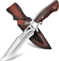 Dragon Creek Fixed Blade Knife - Bowie Knife with Wooden Handle Leather Sheath for Fishing Camping Men Gift