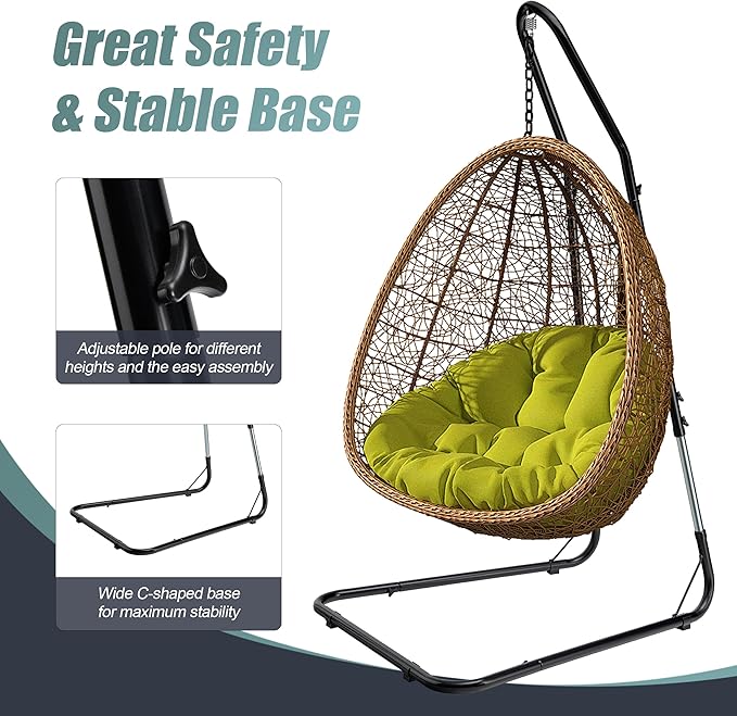 Sorbus Durable Hammock Chair Stand Hanging Chair Stand- Heavy Duty Steel Sensory Swing Stand- Weather &amp Rust Resistant- Adjustable Portable Stand 330lbs for TreeLoungerAir PorchIndoor/OutdoorP