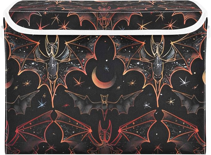 senya Halloween Baskets Collapsible Storage Bins with Lids Goth Bat Star Storage Boxes Clothes Baskets for Organizing B06D22020