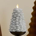 Luminara Brilliant Silver Glitter Flameless LED Candle North Tree Moving Flame Pillar (3.8 x 6)