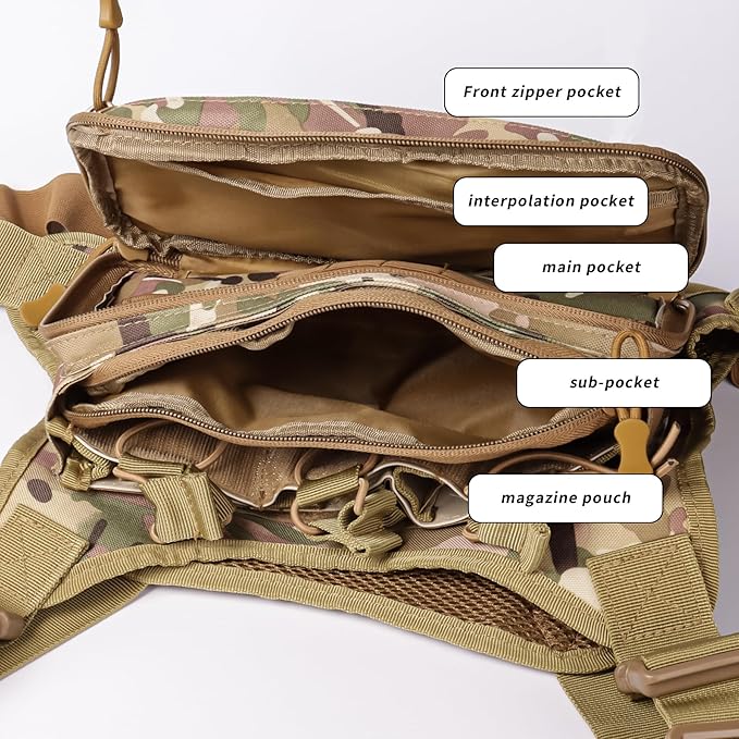 Tactical Chest Pack EDC Chest Bag Utility Molle Chest Rig Pouch with CCW Compartment Adjustable Strap Admin Pouch