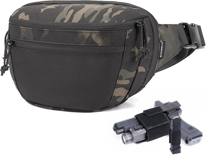 SHANGRI-LA Tactical Fanny Pack for Men and Women Low-Profile Waist Bag Holster Included Multi-Use for Hiking Travel EDC