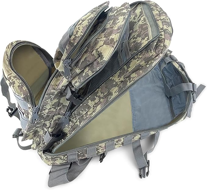 ASA TECHMED Large Tactical Backpack - IFAK Military-Grade Assault Pack Everyday Carry Use Military Backpacks Tactical (Gray Camo)