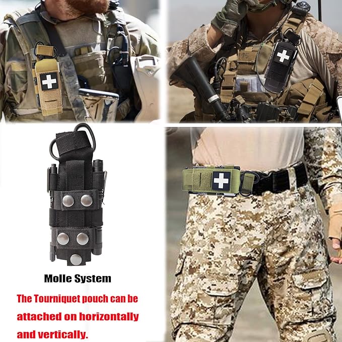 Laser Cut Tactical Molle Tourniquet Pouch TQ Holder Tourniquets Holster IFAK TQ Tourniquet Case Trauma Medical Shear Pouch Pen and Penlight Holder