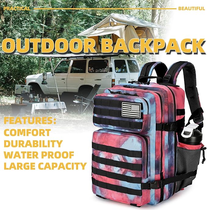 Lovelinks21 25L Tactical Backpack Military Tactical Backpack for Men and Women Small Assault Pack Outdoor Travel Hiking Camping Rucksack with Molle Webbing (Nebula Camo)