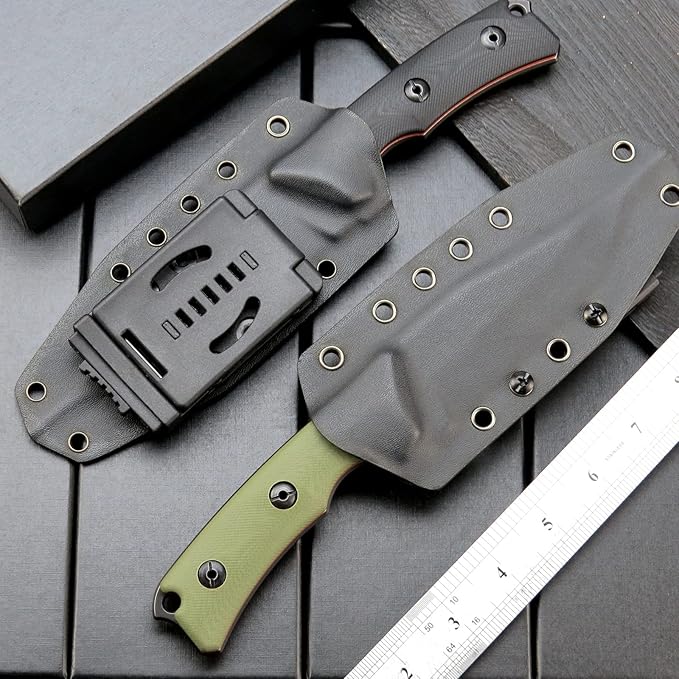 Eafengrow EF124 Fixed Blade Knife 14c28n Steel Blade Coated Black Titanium G10 Handle Fixed Knife for Outdoor Camping Hunting Survival EDC Tool Knives with Kydex Sheath(Army Green)