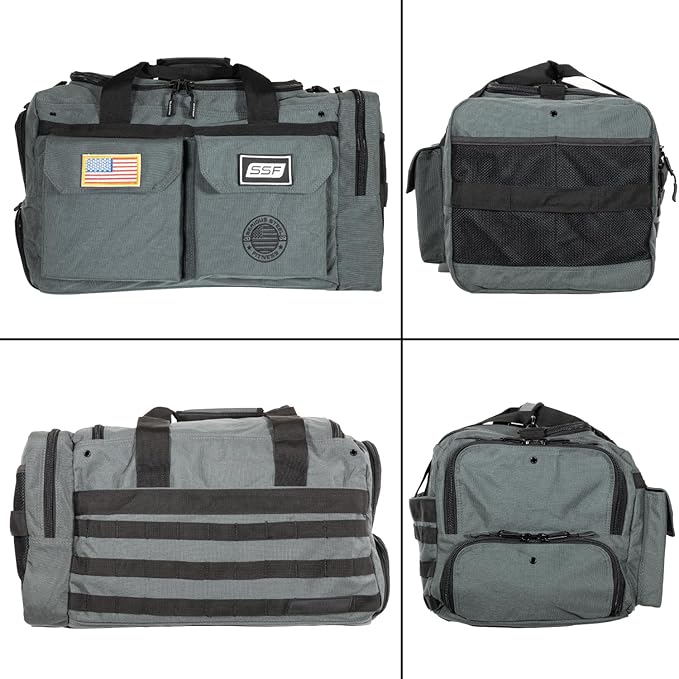 Serious Steel Fitness Gym Bag 1000D Nylon Duffel Bag Heavy Duty (Grey - Mid Bud 2.0)