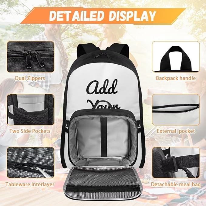 Custom Bookbag with Name Personalized Backpack with Lunch Box for Men Large Capacity School Bag for Office Work Outdoor Travel Casual Daypack