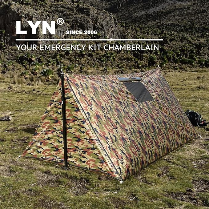 LYN Extra Large Zipper Reusable Survival Emergency Shelter TentThermal Waterproof Fireproof Lightweight Bugout with Paracord✚Stake for CampingFirst AidHiking&ampBushcraft