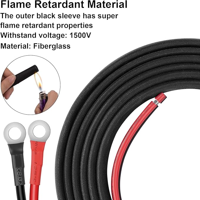 10 Gauge Battery Cable 10 Gauge Wire Connect Charge Controller to Battery Cable for Solar Panels Automotives RVs Motorcycles Boats (10AWG 16FT)