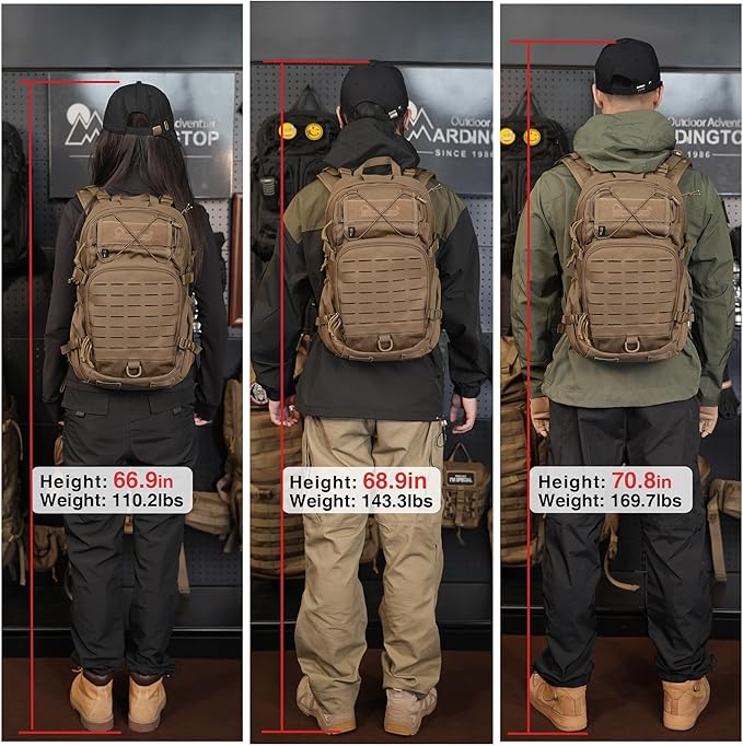 Mardingtop Small Military Tactical Backpack for Men25L Molle Cordura Backpack for HikingCampingRucking