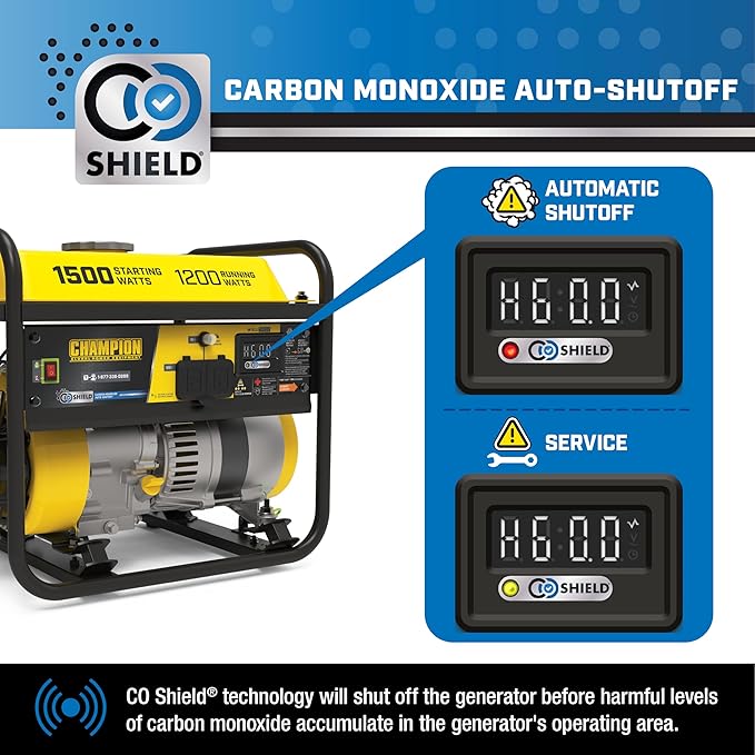 Champion Power Equipment 1500-Watt Portable Generator with CO Shield