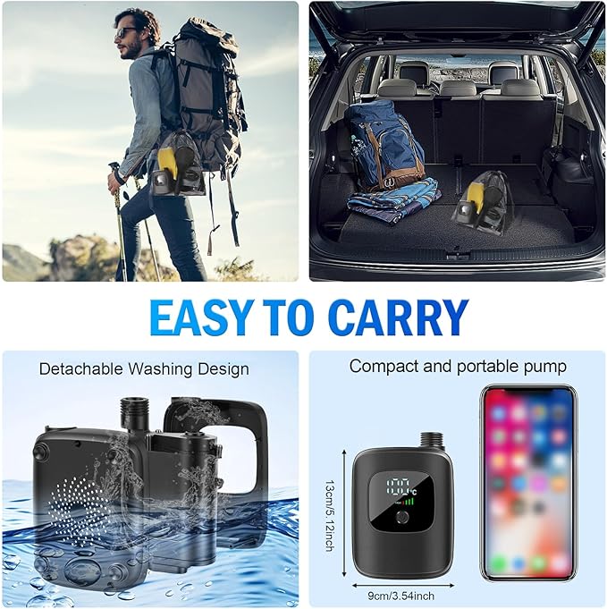Cosiki Portable Camping Shower Rechargeable Outdoor Shower with Digital Power Temperature Display LCD Screen 2400mAh Battery for Camping Beach Travel Hiking Pet
