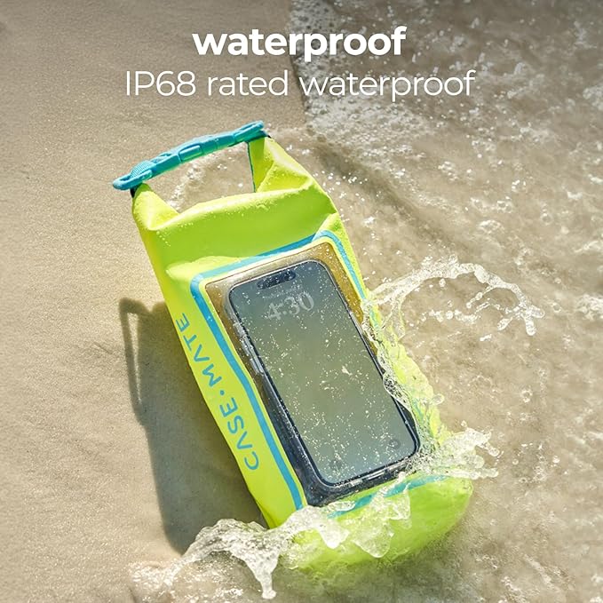Case-Mate Citrus Splash Mini IP68 Waterproof Bucket Bag - Roll Top Dry Bag 2L Cap with Waterproof Pouch for Swimming Kayaking Boating Travel and More - For Phones Up to 7