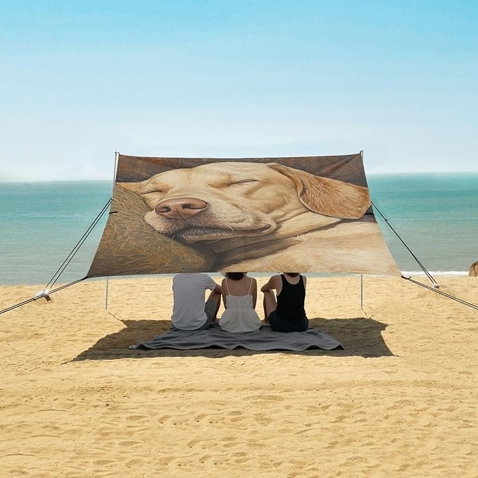 ALAZA Sweet Dreams Labrador Beach Tent Sun Shelter Portable Canopy Sunshade for Outdoor Camping Picnics Backyard Fun 10x9 ft