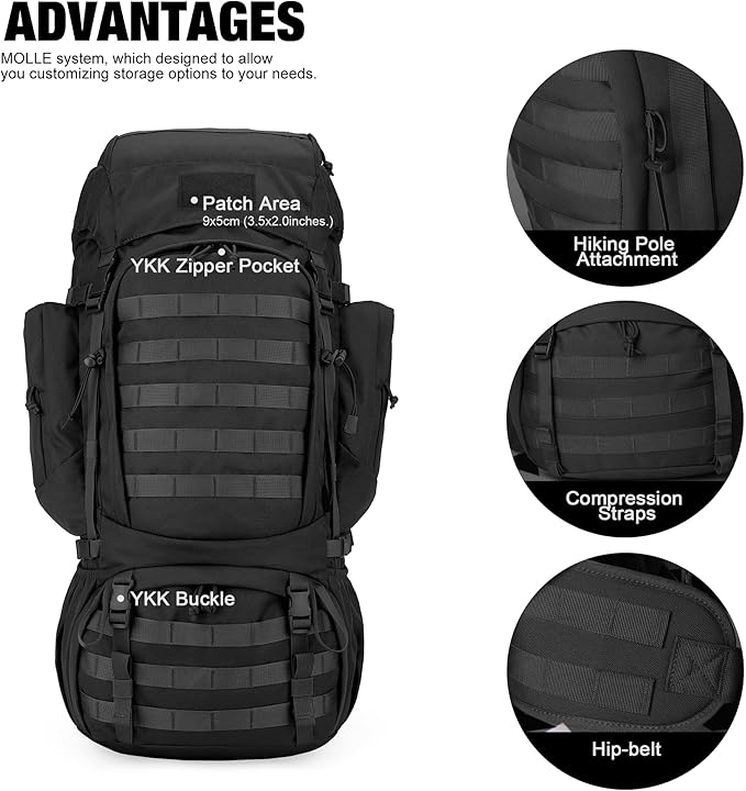 Mardingtop 60L Military Internal Frame Backpack for HikingCampingHuntingRucksack Backpack with Rain Cover