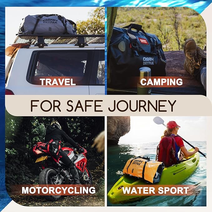 Waterproof Duffel Bag - Motorcycle Dry Bag Tail Bag with Large Storage Space Waterproof Luggage Duffle Bags with Outer Mesh Zipper Pocket for Camping Kayaking Fishing &amp Traveling