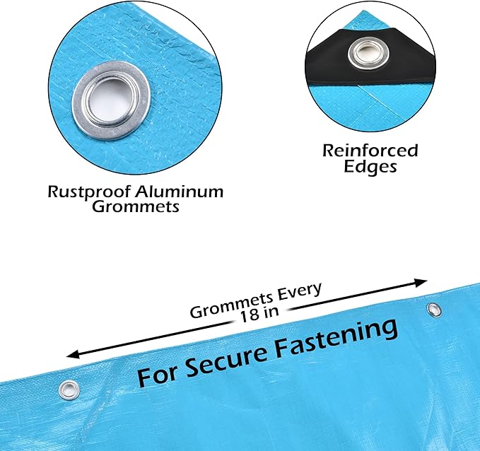 Tarps Heavy Duty Waterproof 12x16-12 mil Thick Camping Tent - Blue Tarp 12x16 UV Resistant Rip &amp Tear Proof with Metal Grommets – Multipurpose Use for Camping Tent Boat RV Car &amp Pool Cov