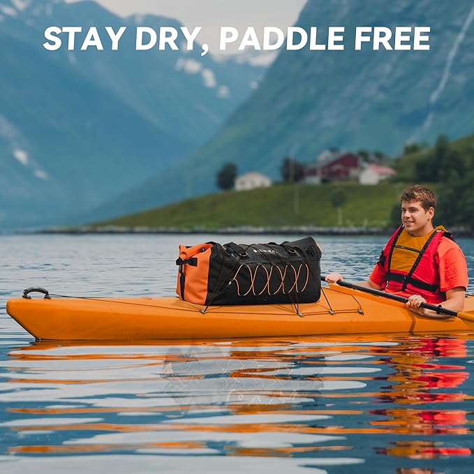 HEETA Waterproof Duffel Bag Motorcycle Dry Bag Backpack 60L/80L Extra Large Rolltop Travel Duffle Bags with Straps &amp Handles for Kayaking Rafting Boating Canoeing Camping Gym Beach Cruise Ship