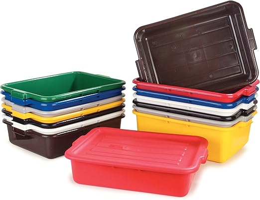 Carlisle FoodService Products N4401202 Comfort Ergonomic Wash Basin Tote Box Lid Universal White (Pack of 12)