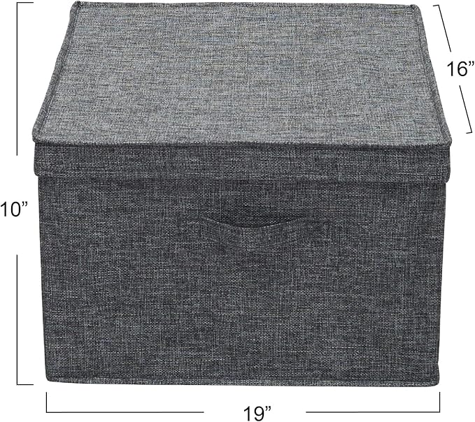 Household Essentials Jumbo Fabric Storage Bins 2 Pack Sturdy Sides and Reinforced Bottom Luxe Poly Linen Fabric Graphite Linen