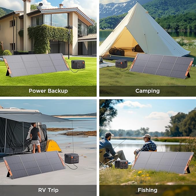 200W Portable Solar Panel for Power Station23.5% Efficiency Mono Foldable Solar Charger with Solar Angle Guide for Jackery/Bluetti/EcoFlow/AnkerIP67 Waterproof for Camping RV Off-Grid Backup