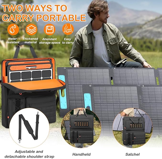 Solar Panel Carrying Case for Jackery SolarSaga 100W 100X 200W Solar Panel Storage Bag with Protective Liner Handle &amp Shoulder Strap for 2 Battery Panels &amp Accessories