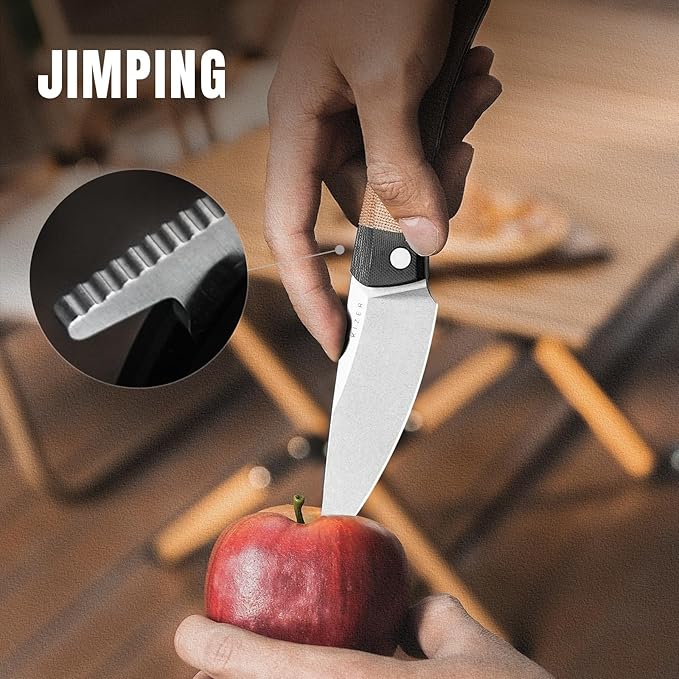 Kizer Momo Pocket Folding Knife 4.11” Nitro V Blade EDC Pocket Knife with G10+Micarta Handle Front Flipper Camping Folding knife for Men Women Sharp Hunting Survival Hiking Knives V4663A2