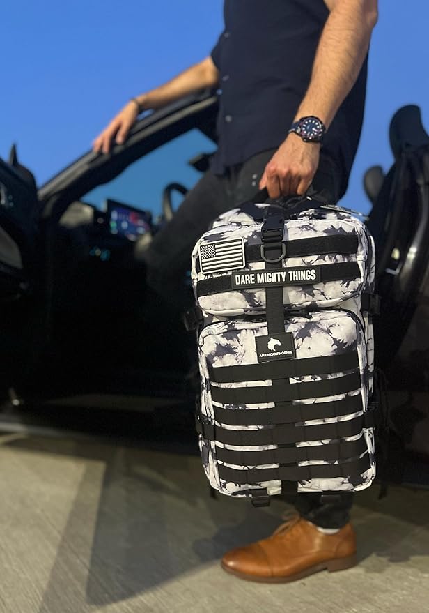 AMERICANPHOENIX 45L Elite Tactical Backpack | 3X Stronger Work &amp Military Backpack | Water Resistant and Heavy Duty | 3 Day MOLLE Bug Out Bag (Black Ice)