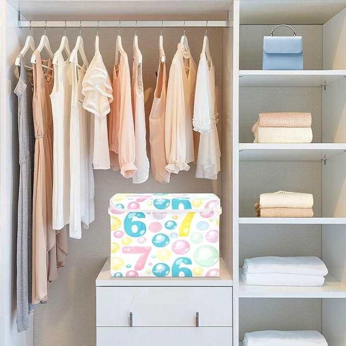 Storage Bins With Lid Stackable Fabric Closet Organizer Clothing Storage Large Boxes For Closet Shelves Bedroom Bubble Style 67