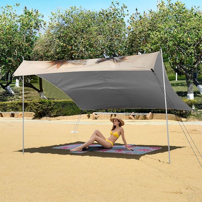 ALAZA Watercolor Cute Dog Beach Tent Sun Shelter Portable Canopy Sunshade for Outdoor Camping Picnics Backyard Fun 10x9 ft