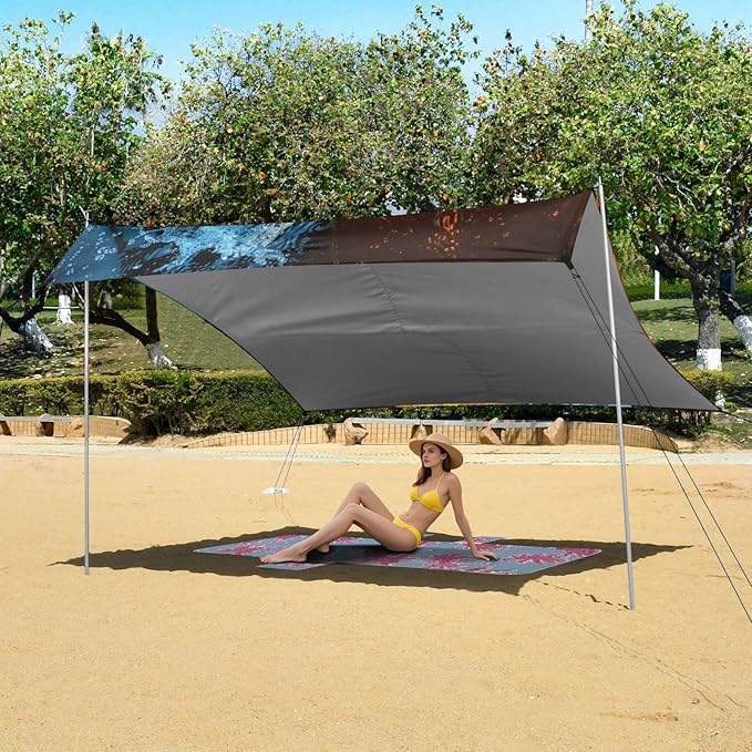 ALAZA Fire Water Piano Keys Beach Tent Sun Shelter Portable Canopy Sunshade for Outdoor Camping Picnics Backyard Fun 10x9 ft